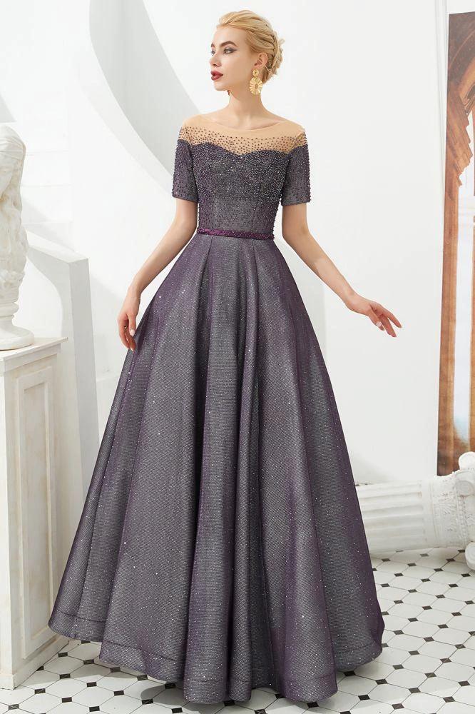 Off the Shoulder Aline Evening Swing Dress Beading sequins Lace-up Party Dress - Image 2
