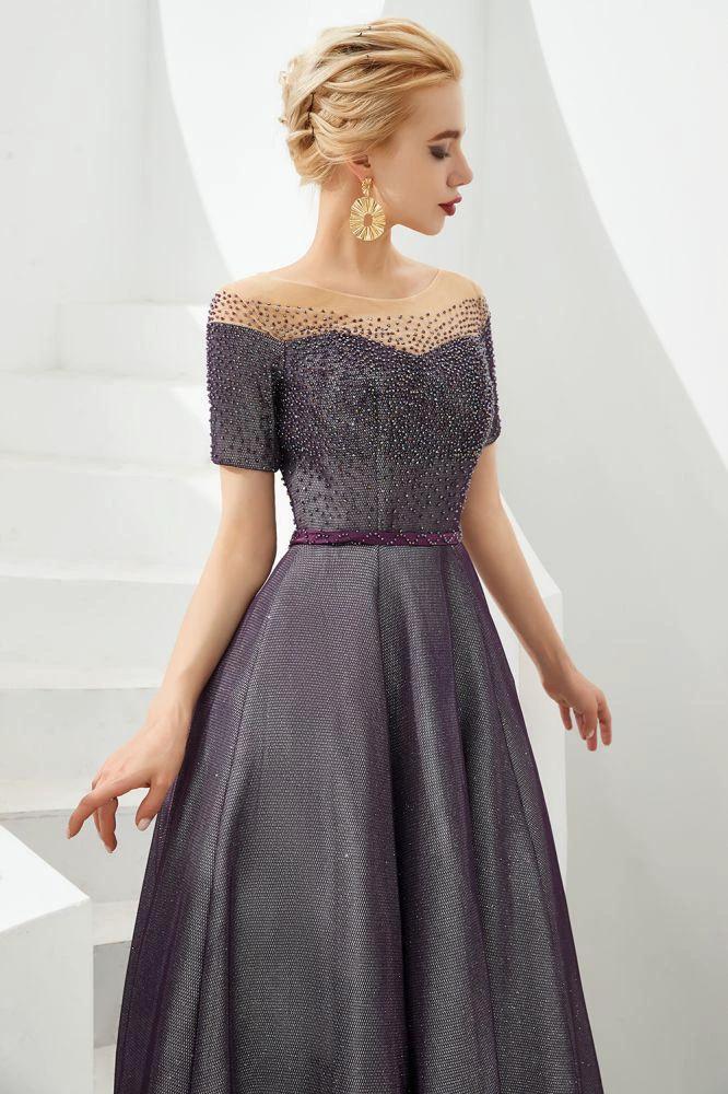 Off the Shoulder Aline Evening Swing Dress Beading sequins Lace-up Party Dress - Image 3