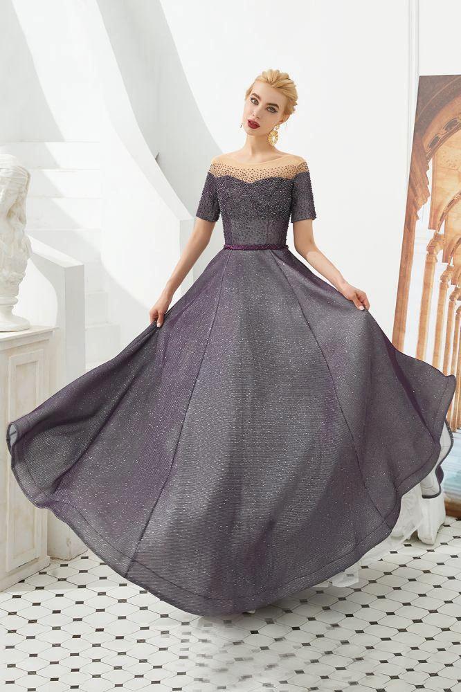 Off the Shoulder Aline Evening Swing Dress Beading sequins Lace-up Party Dress - Image 5