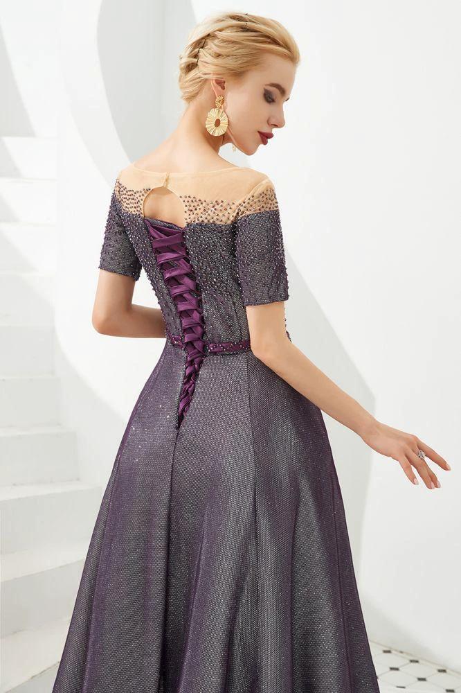 Off the Shoulder Aline Evening Swing Dress Beading sequins Lace-up Party Dress - Image 8