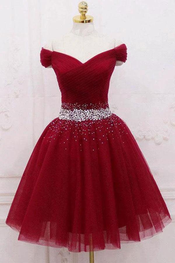 Off The Shoulder Black Homecoming Dress Tulle Short Prom Dress PD468 - Image 4