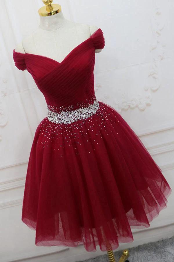 Off The Shoulder Black Homecoming Dress Tulle Short Prom Dress PD468 - Image 5
