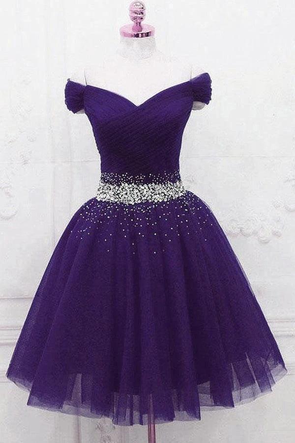 Off The Shoulder Black Homecoming Dress Tulle Short Prom Dress PD468 - Image 7