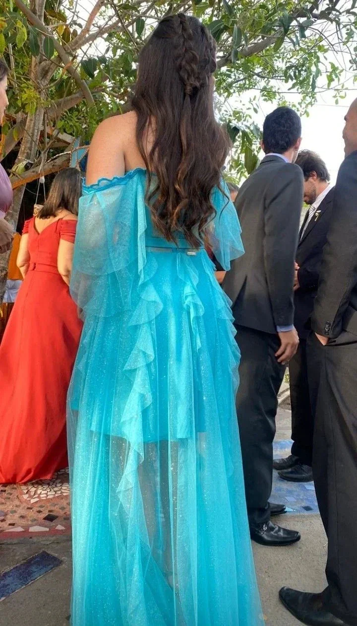 Off The Shoulder Blue Long Prom Dress,Charming Blue Evening Dress Y2395 - Image 3