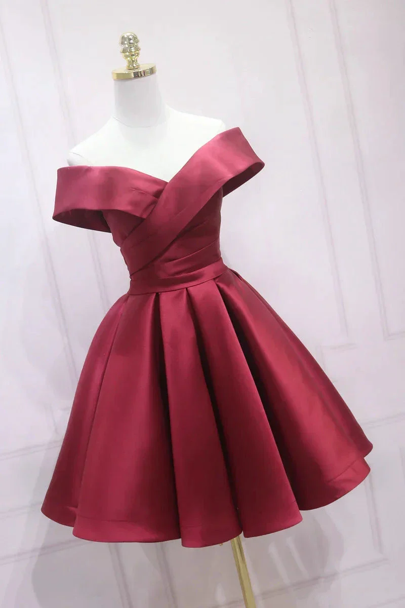 Off the shoulder burgundy homecoming dress s02 - Image 2