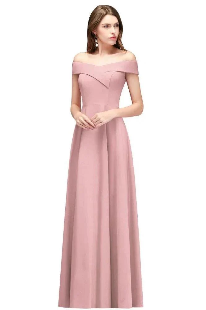 Off-the-shoulder Floor Length Burgundy Party Dress - Image 8