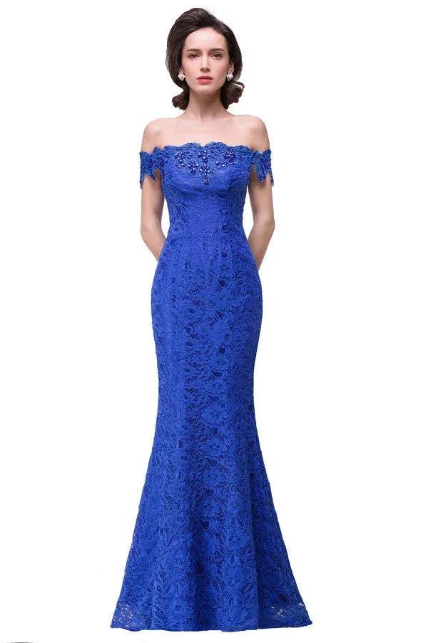 Off-the-shoulder Floor-length Lace Mermaid Bridesmaid Dresses - Image 2