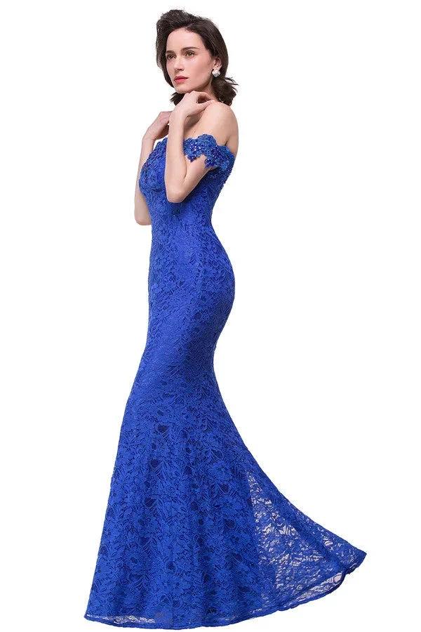 Off-the-shoulder Floor-length Lace Mermaid Bridesmaid Dresses - Image 4