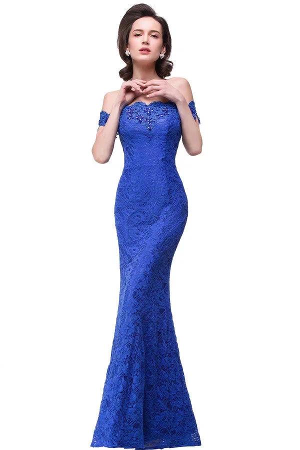 Off-the-shoulder Floor-length Lace Mermaid Bridesmaid Dresses - Image 5