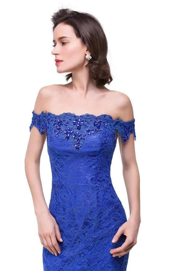 Off-the-shoulder Floor-length Lace Mermaid Bridesmaid Dresses - Image 6