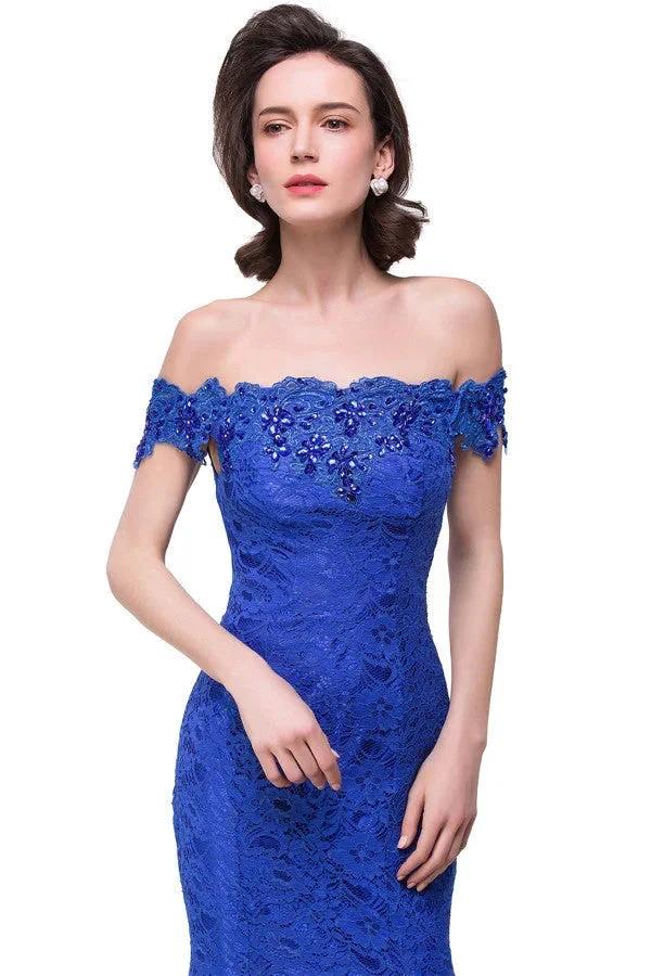 Off-the-shoulder Floor-length Lace Mermaid Bridesmaid Dresses - Image 7