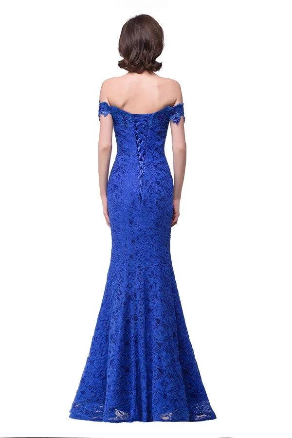 Off-the-shoulder Floor-length Lace Mermaid Bridesmaid Dresses - Image 8