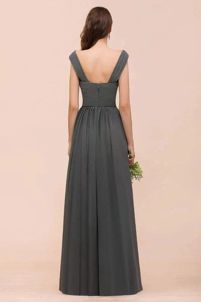 Off the Shoulder Front Side Split Bridesmaid Dress A-line Wedding Guest Dress - Image 2