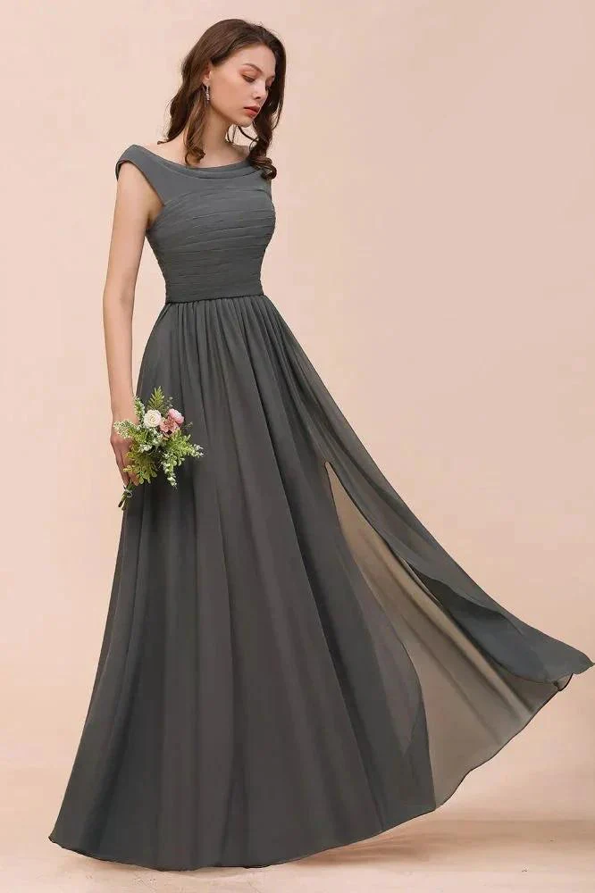 Off the Shoulder Front Side Split Bridesmaid Dress A-line Wedding Guest Dress - Image 4