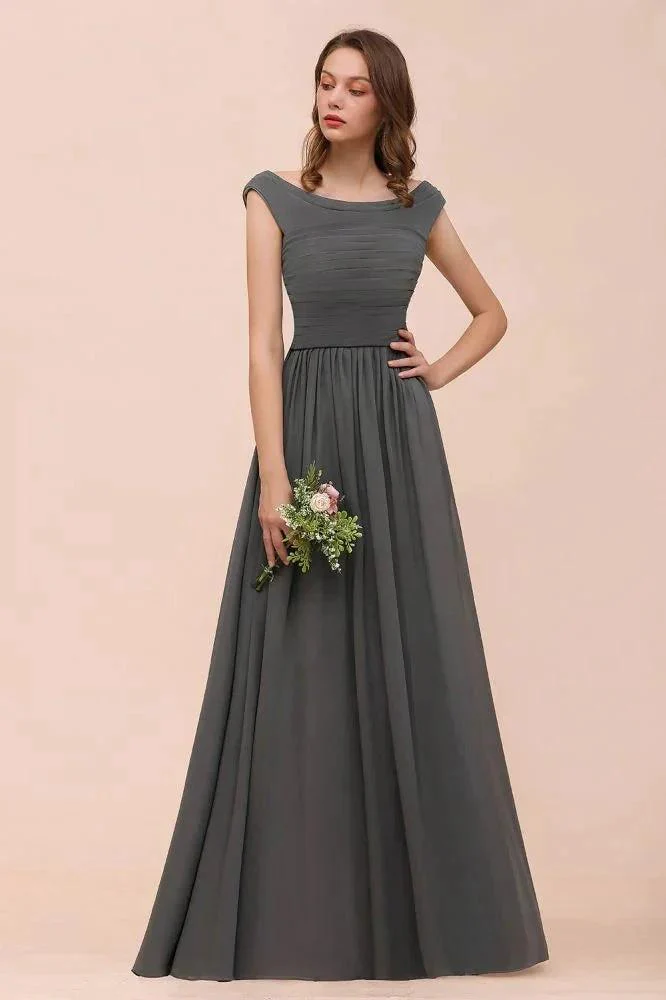 Off the Shoulder Front Side Split Bridesmaid Dress A-line Wedding Guest Dress - Image 5