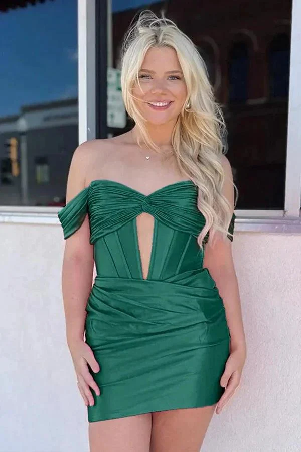 Off The Shoulder Tight Fuchsia Homecoming Dress Cocktail Dress PD559 - Image 5