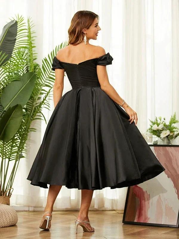 Homecoming Dresses Off the Shoulder Tea-Length Dresses SYH61 - Image 2