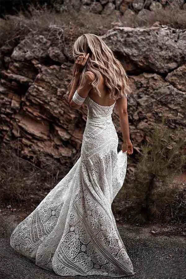 Ivory Lace Beach Wedding Dresses Sweetheart Neck Wedding Dresses  WD335 - Image 5
