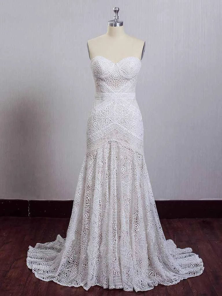 Ivory Lace Beach Wedding Dresses Sweetheart Neck Wedding Dresses  WD335 - Image 7