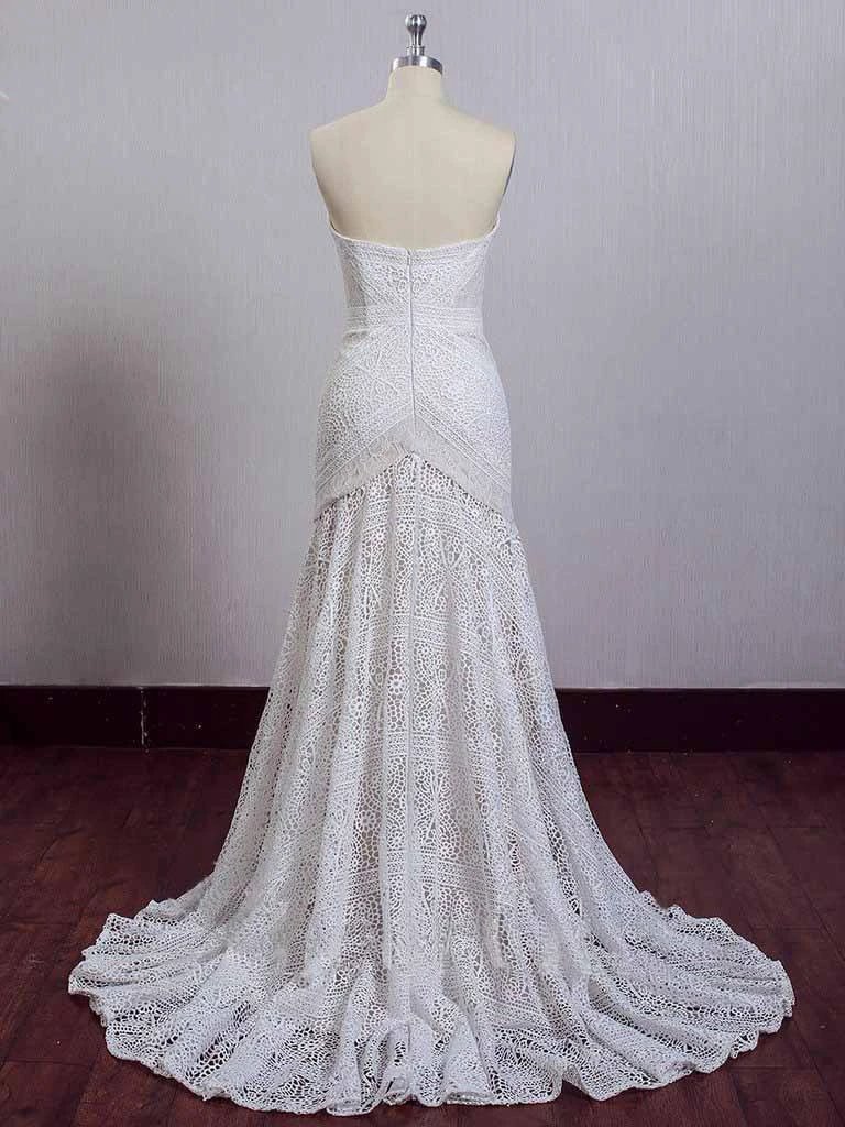 Ivory Lace Beach Wedding Dresses Sweetheart Neck Wedding Dresses  WD335 - Image 8