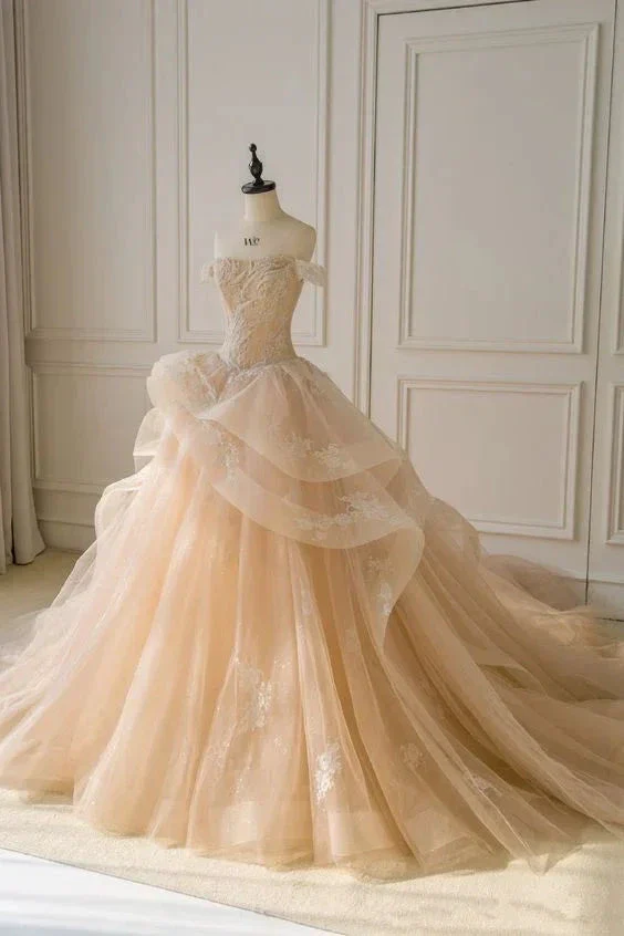 Off The Shoulder Light Champagne Ball Gown Stunning Sweet 16 Dress Y450 - Image 2