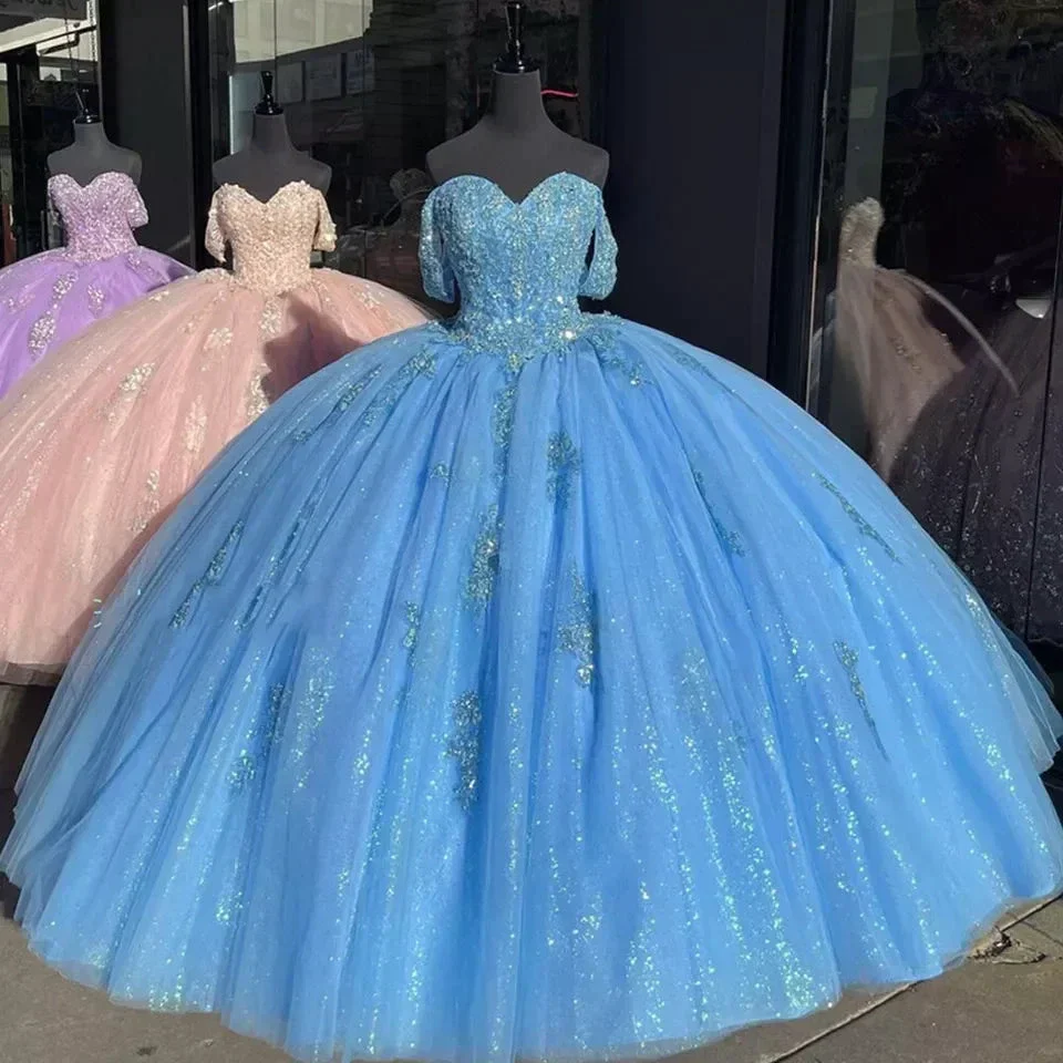 Off The Shoulder Light Pink Quinceanera Dresses Ball Gown Sweet 16 Dress Y2731 - Image 3
