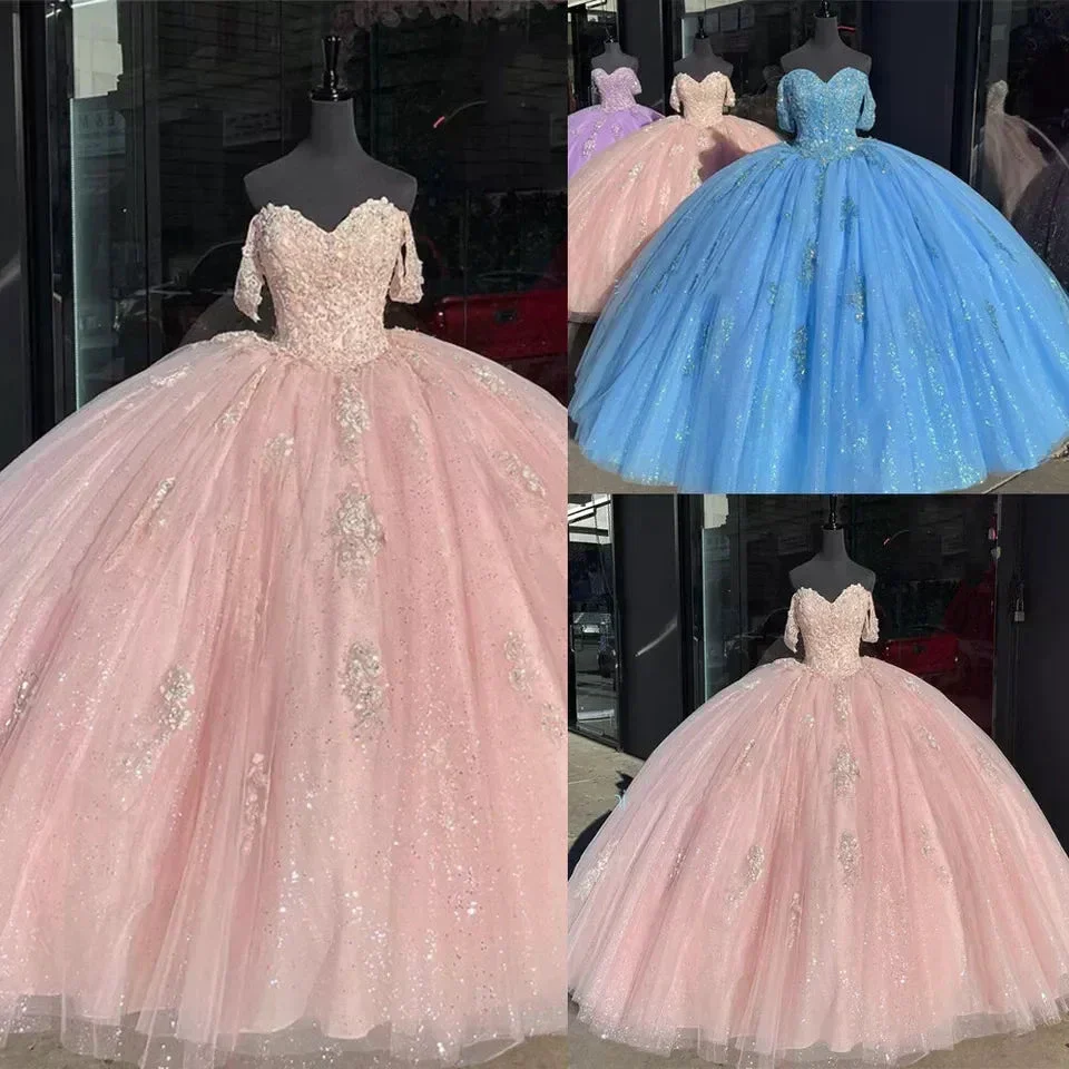 Off The Shoulder Light Pink Quinceanera Dresses Ball Gown Sweet 16 Dress Y2731 - Image 4