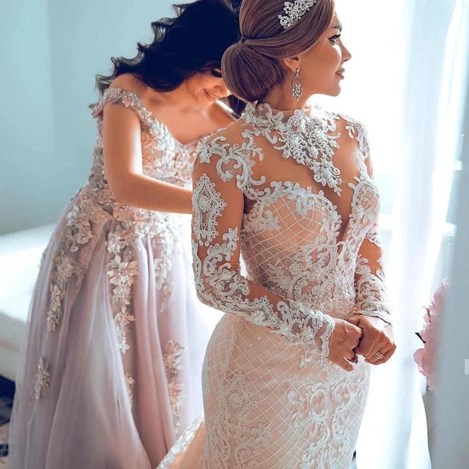 Gorgeous Sweetheart Lace Tulle Mermaid Spring Summer Wedding Dress - Image 2