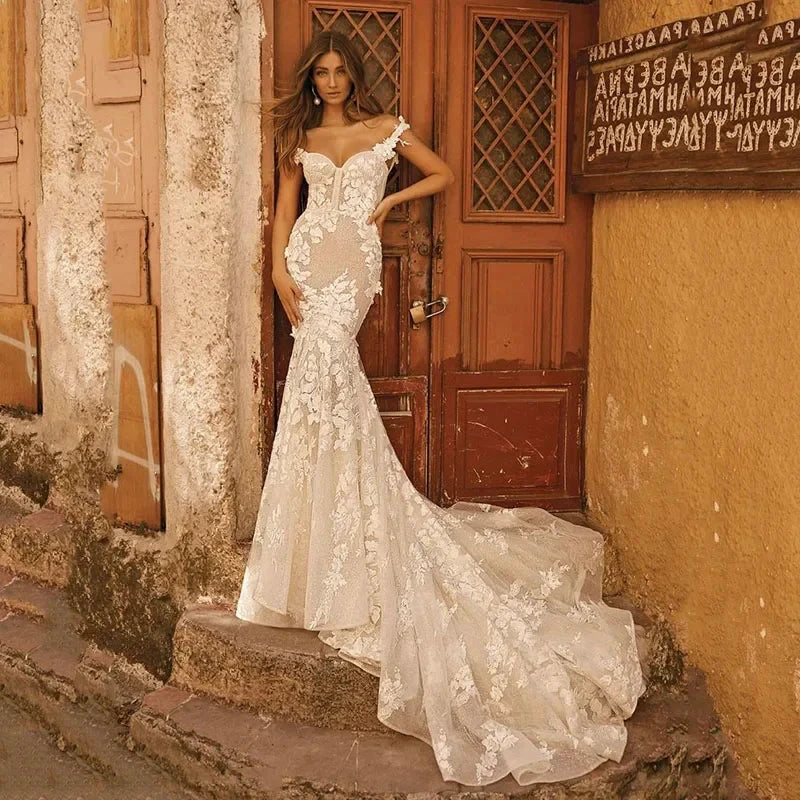 Off The Shoulder Mermaid Wedding Dresses Backless Lace Vestidos De Novia Appliques Beach Country Vestido De Noiva - Image 3