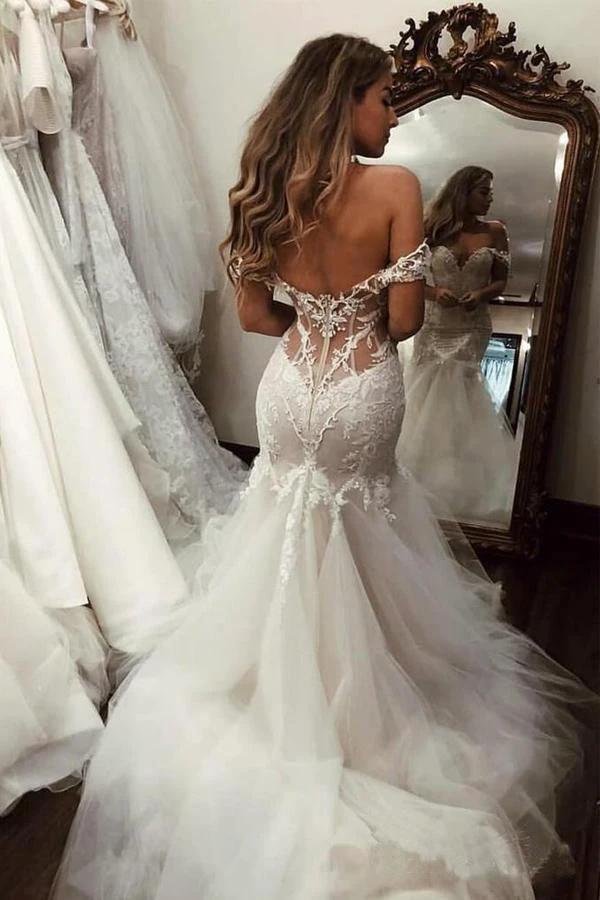 Off The Shoulder Mermaid Wedding Dresses Bridal Gown WD510 - Image 2