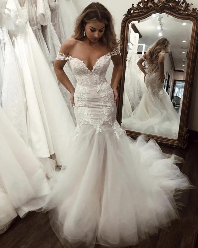 Off The Shoulder Mermaid Wedding Dresses Bridal Gown WD510 - Image 3