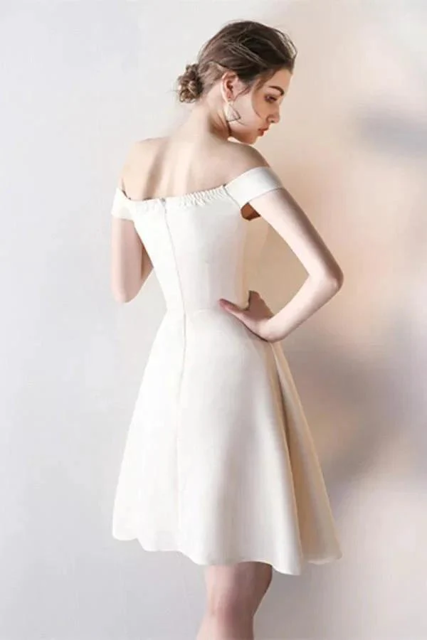 Off-the-Shoulder Pick-Ups A-Line Mini Homecoming Dress Party Dress PG147 - Image 2