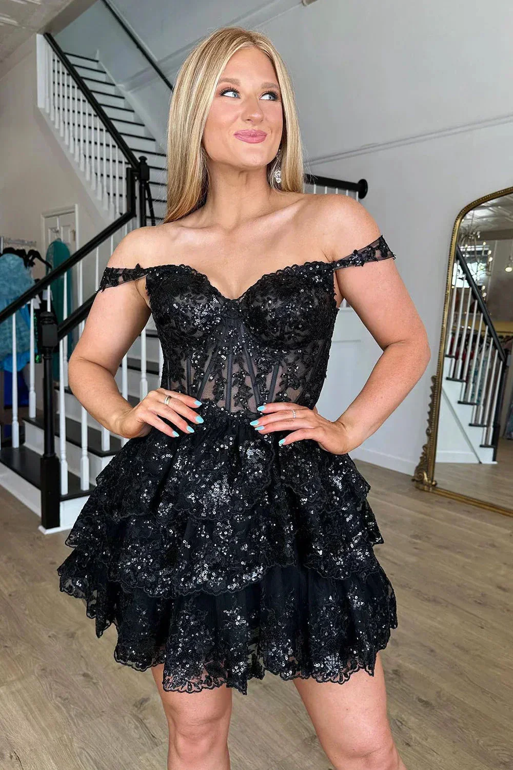 Tiered Homecoming Dresses Off The Shoulder SYH85 - Image 4