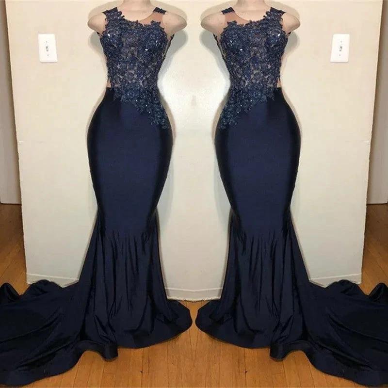 Off The Shoulder Sleeveless Mermaid Prom Dress with Intricate Appliques - Image 2