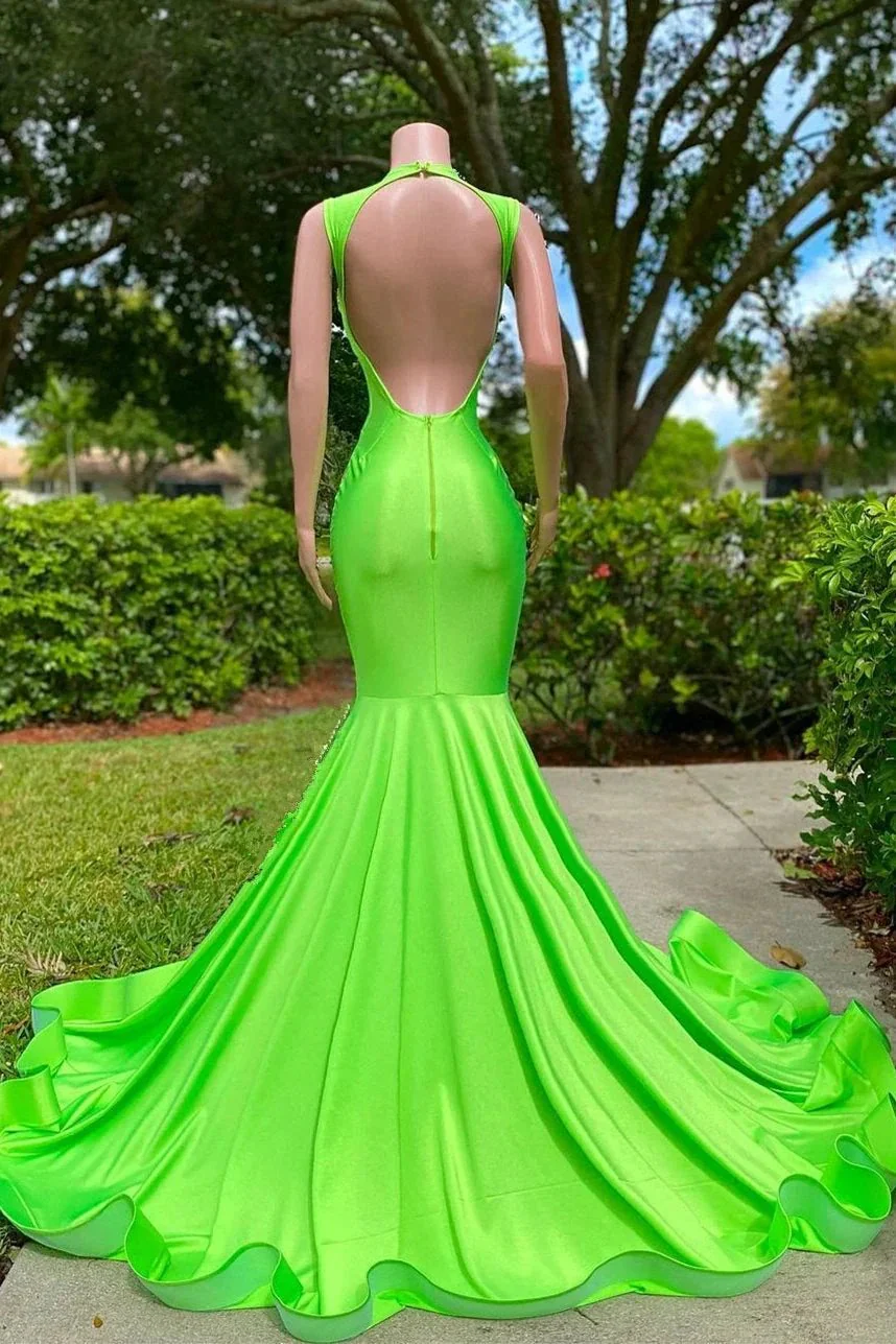 Off The Shoulder Sleeveless Open Back Mermaid Long Prom Dress - Image 2