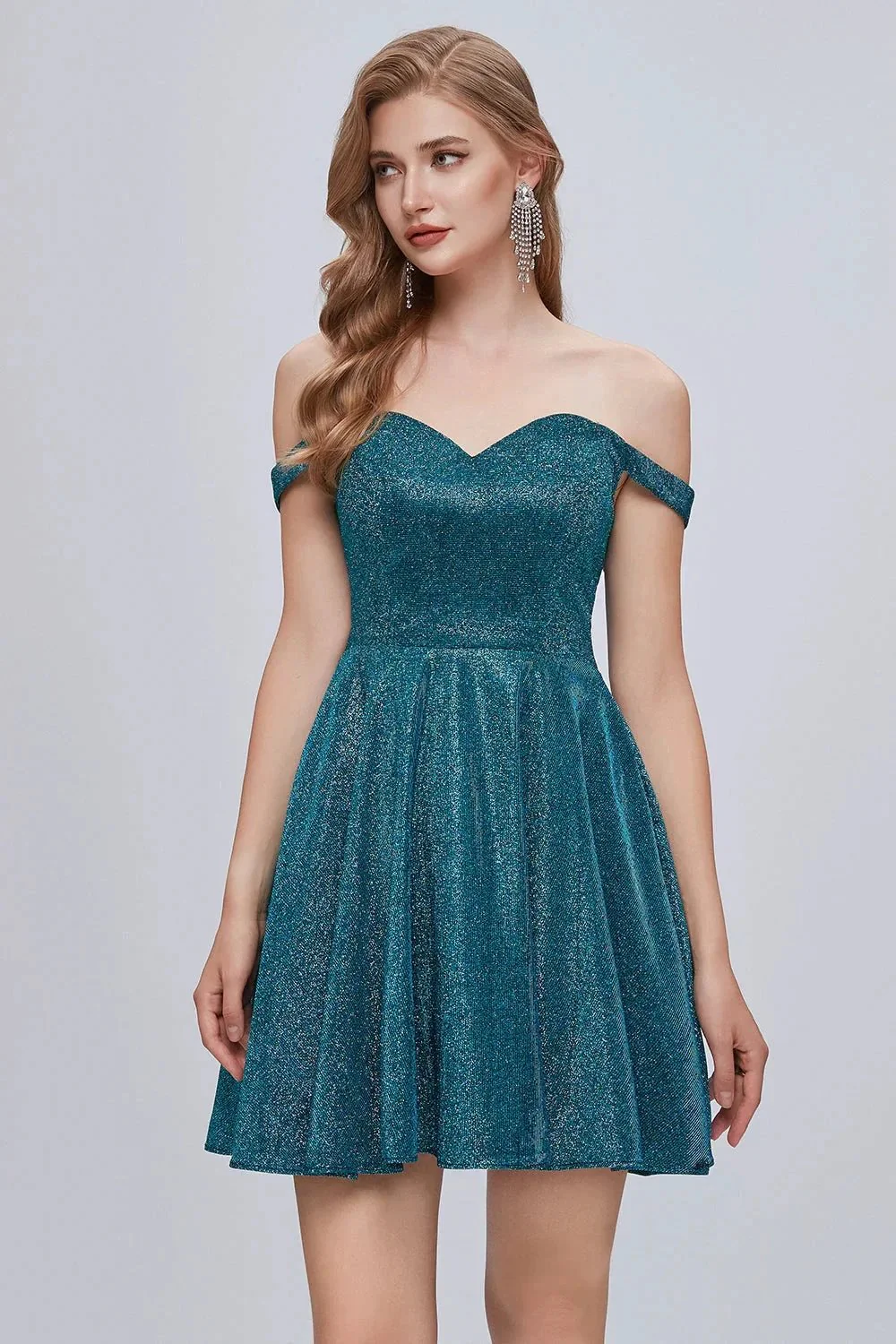 Off The Shoulder Sweetheart A Line Lace Up Short Homecoming Dresses - Image 2
