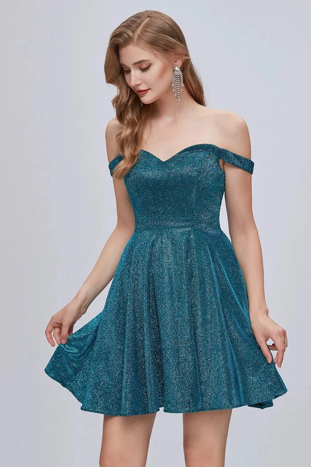 Off The Shoulder Sweetheart A Line Lace Up Short Homecoming Dresses - Image 3