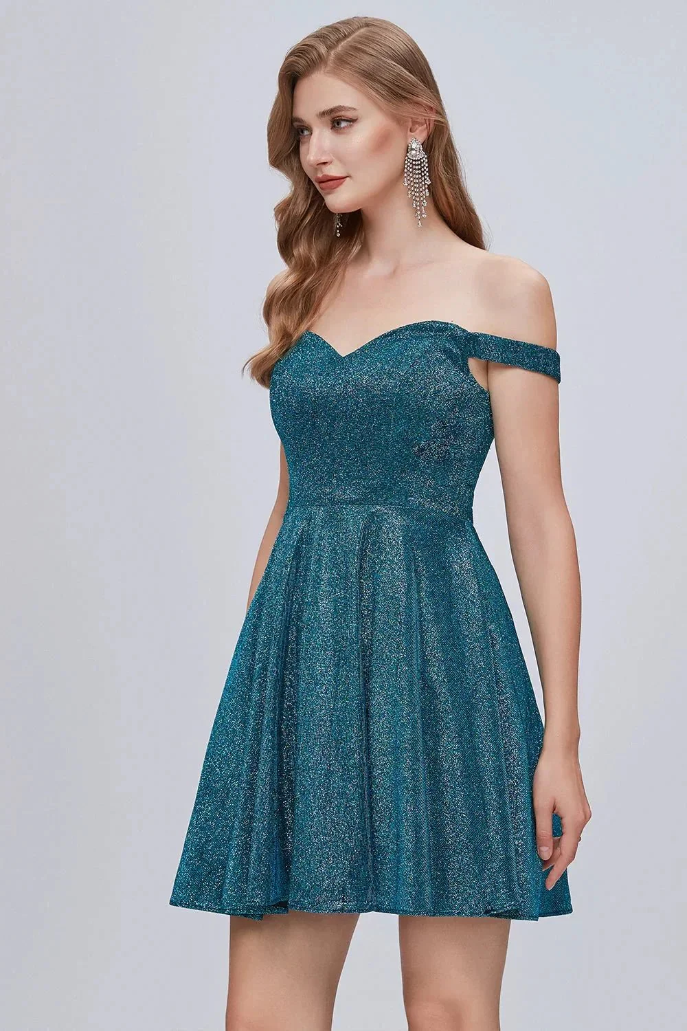 Off The Shoulder Sweetheart A Line Lace Up Short Homecoming Dresses - Image 4