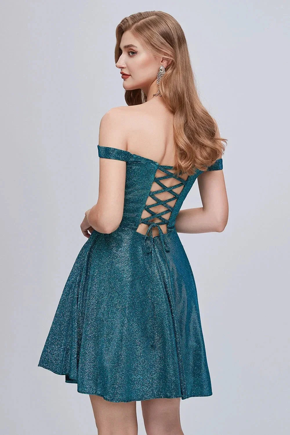 Off The Shoulder Sweetheart A Line Lace Up Short Homecoming Dresses - Image 5