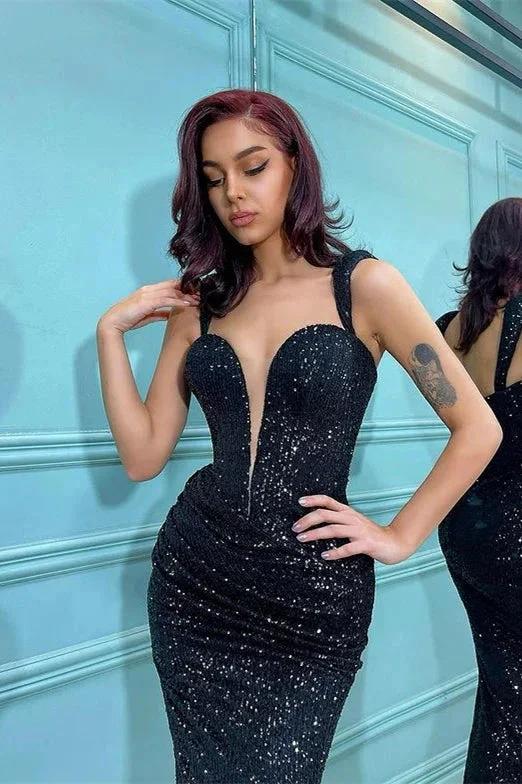 Off The Shoulder Sweetheart Mermaid Prom Dress with Black Sequins - Image 2