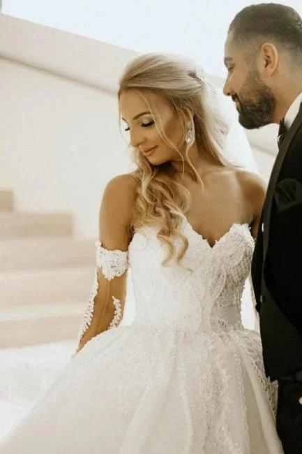Off the shoulder Sweetheart Summer Beach Wedding Dress - Image 4