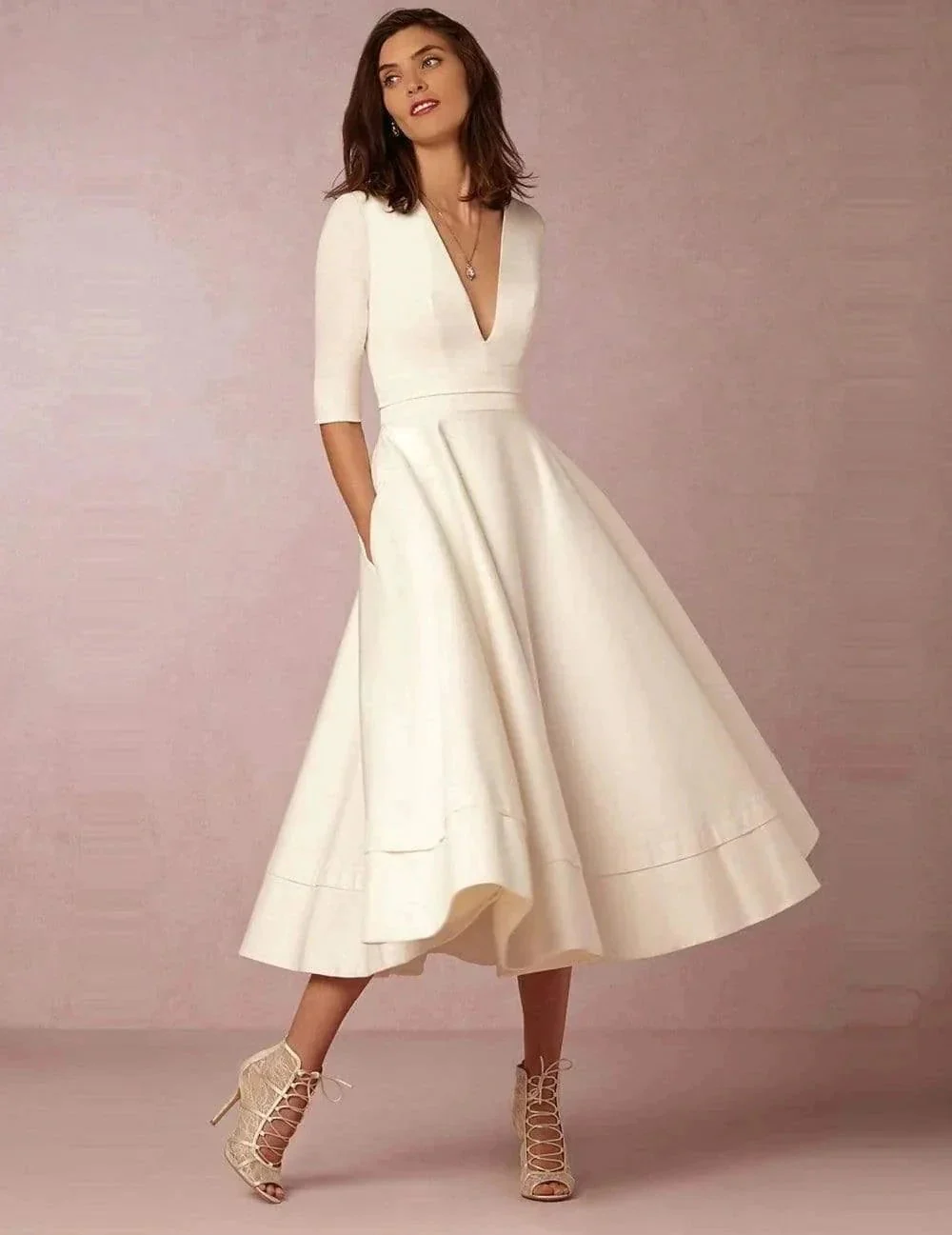2025 Wedding Dress Half Sleeves Vintage Bridal Gown - Image 4