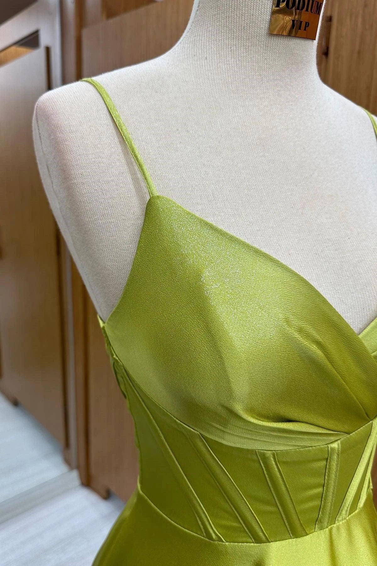 Olive Green Corset Lace-Up A-Line Long Formal Dress - Image 3