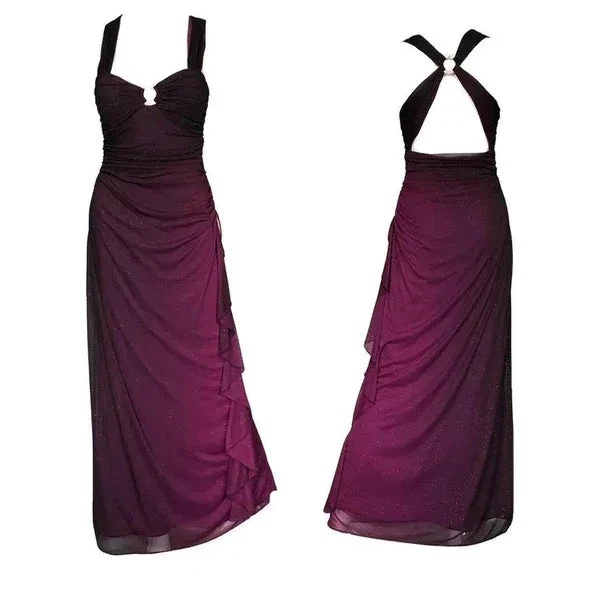 Ombre Grape Purple Chiffon Backless Evening Dress Long Party Prom Gown Y7482 - Image 2