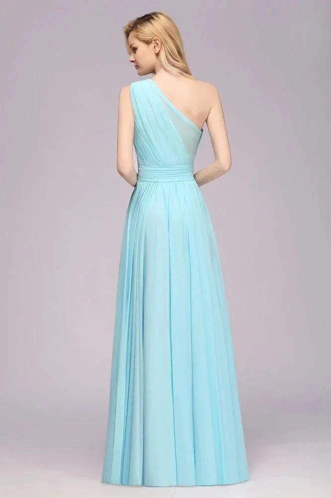 One Shoulder A-line Hi-lo Chiffon Bridesmaid Dresses for Women - Image 3