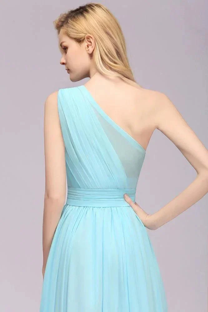 One Shoulder A-line Hi-lo Chiffon Bridesmaid Dresses for Women - Image 7