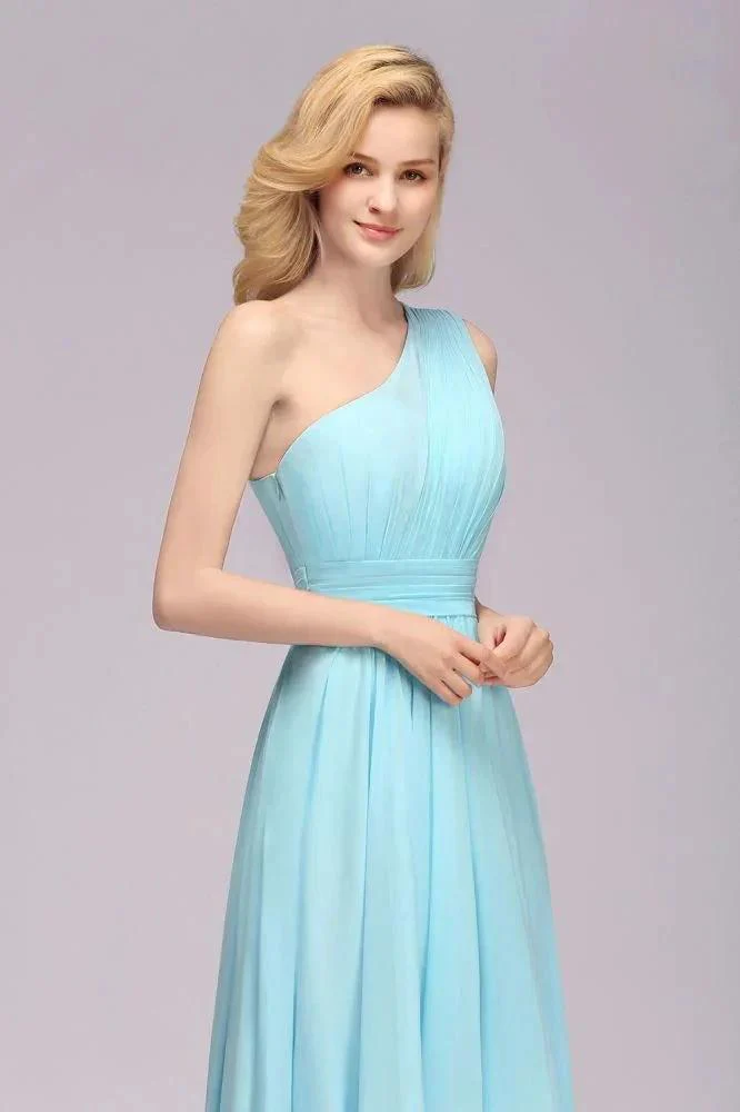 One Shoulder A-line Hi-lo Chiffon Bridesmaid Dresses for Women - Image 8