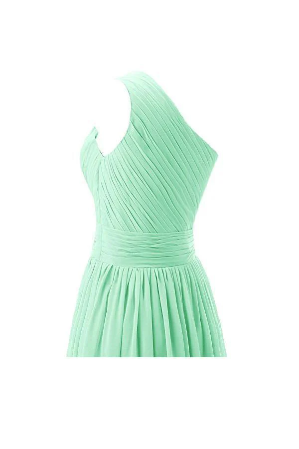One Shoulder Bridesmaid Dresses Chiffon Prom Evening Dress BD008 - Image 2