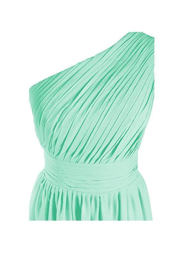 One Shoulder Bridesmaid Dresses Chiffon Prom Evening Dress BD008 - Image 3