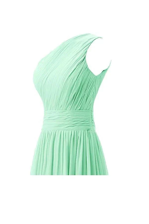 One Shoulder Bridesmaid Dresses Chiffon Prom Evening Dress BD008 - Image 4